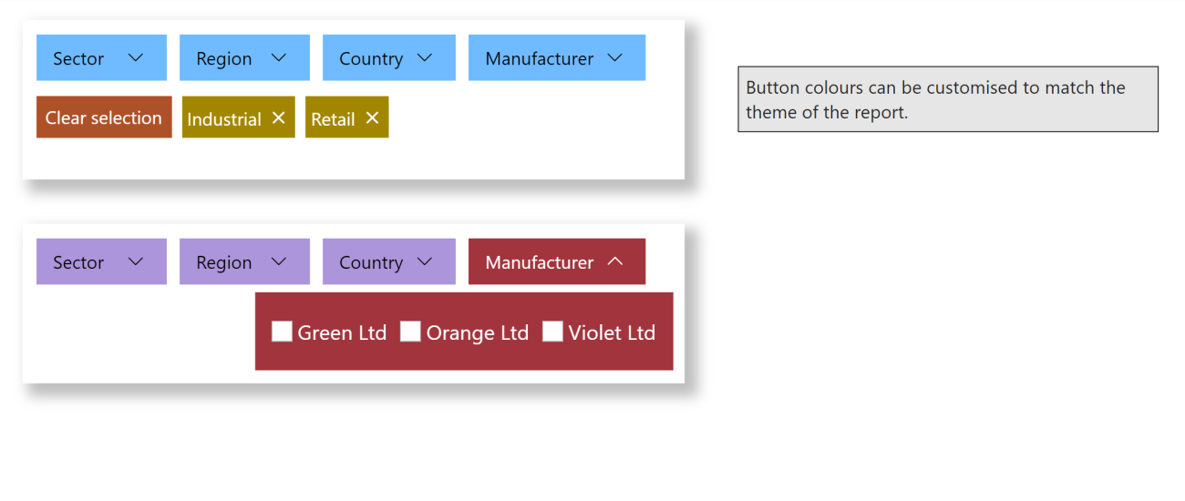 Selection Slicer screenshot showing detail of customising the colours